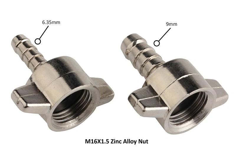 Xhnotion 9mm Inflation Hose Connector M16X1.5 Metal Wing Nut