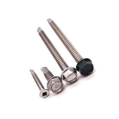 China Factory Manufacturer High Quality DIN7504 SUS 410 Wafer Head Self Drilling Screw Hex Flange Roofing Screw