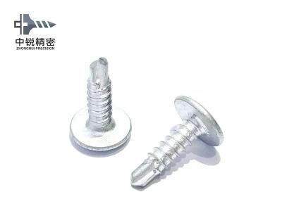 Size 4.2X14mm Modified Phillips Button Head White and Blue Zinc Plated Self Drilling Screws