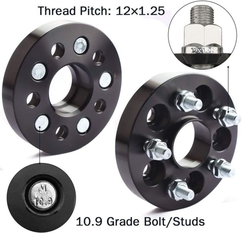 Black 5X100 Wheel Spacers 1" with 56.1mm Hub Bore 12X1.25 Studs