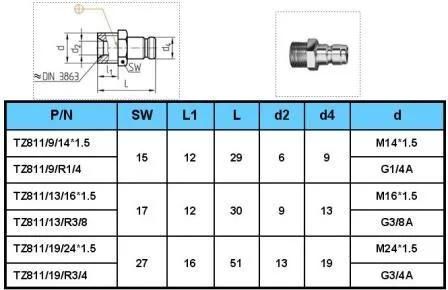 Hasco Mold Brass Material Different Types Pipe Quick Coupling