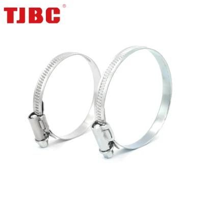 304ss Stainless Steel German Type Partial Head Hose Clip, Non-Perforated Adjustable Worm Drive Hose Clamp, 140-160mm