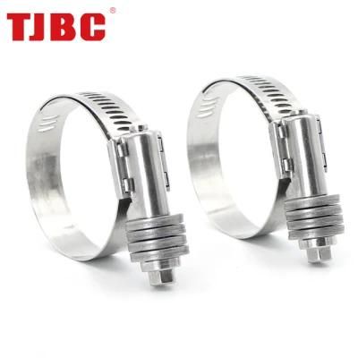 High Pressure W2 Stainless Steel Heavy Duty American Type Constant Tension Hose Tube Clamp, 14.2mm Bandwidth, 35-50mm