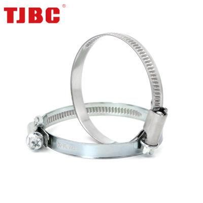 9mm Bandwidth W5 Partial Head Non-Perforated 316ss Stainless Steel Worm Gear Type German Hose Clamp for Automobile, Adjustable Range 16-27mm