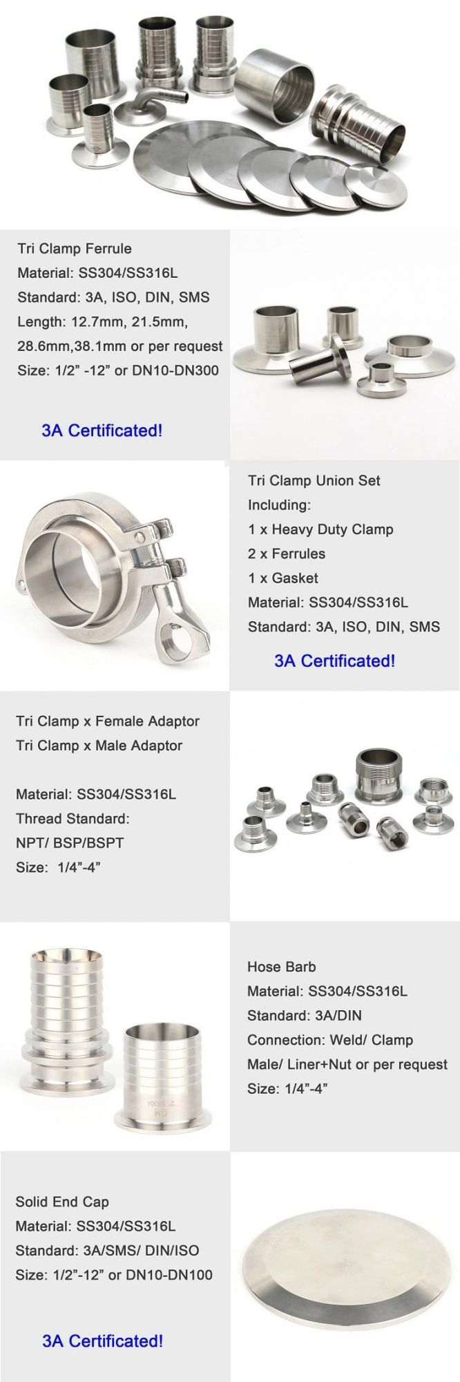 Tri Clamp Male/Female Adaptor