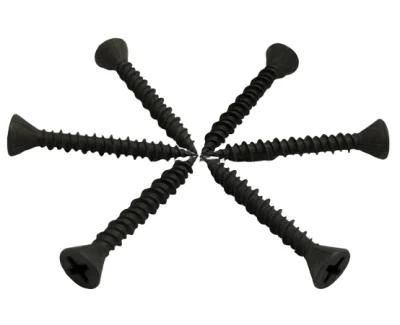 Phil &amp; Square Flat Head Particle Board Screw with Nibs Black Phosphated