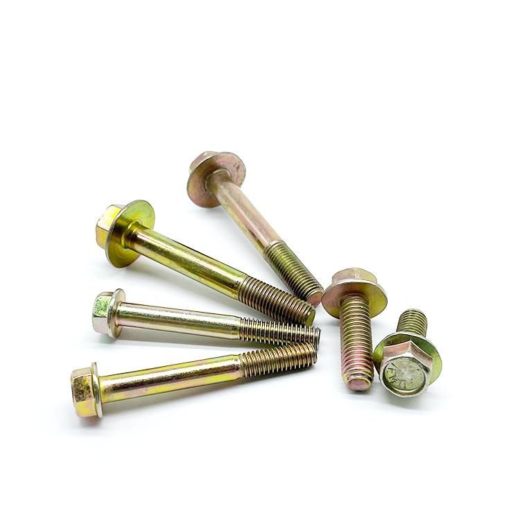 Motorcycle Parts Yellow Zinc Hex Flange Bolt M10 DIN6921 Hexagon Bolt and Nut Serrated Hex Head Flange Bolt