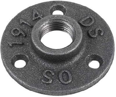 Threaded Black Malleable Iron 1/2 Inch Floor Flange 3 Holes Ds OS 1914 for DIY Industrial Wall Pipe Lamp