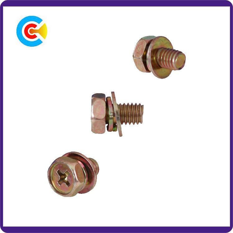 DIN/ANSI/BS/JIS Carbon-Steel/Stainless-Steel Hexagon Washer Mechanical Combination Cross Hexgonal Screw