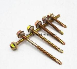 Self Drilling Screw EPDM Washer Yellow Zinc Plated Good Quality Machine Spare Parts Building Material DIN7504