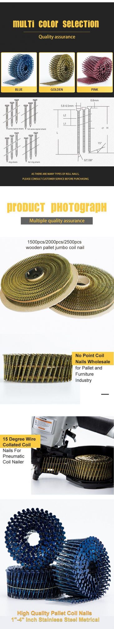 Pallet Coil Nail Iron Wire Coil Nails for Pneumatic Nailer Wooden Pallets Coil Nails
