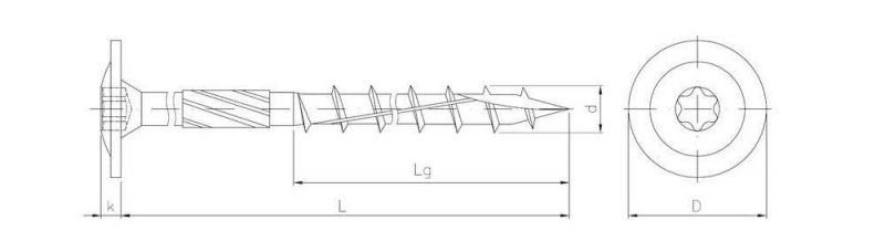 Low-Profile Flanged Rounded Head Torx/Six-Lobes Drive Wood Screws