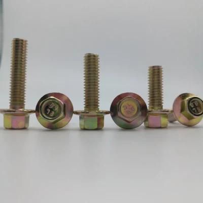 Yellow Zinc Flange Bolt Flange Screw Hex Bolt with Flange