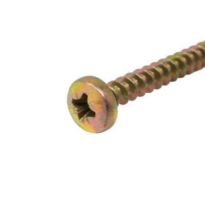 China Factory Supply Chipboard Screws Pan Head Pozi Yellow Zinc Plated