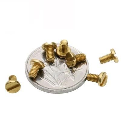 Mini Small Ultra Low Cap Head Machine Brass Slotted Screw