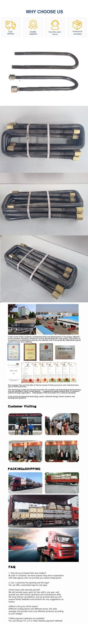 High Strength Truck Spare Parts U Bolt and Nuts for Leaf Spring
