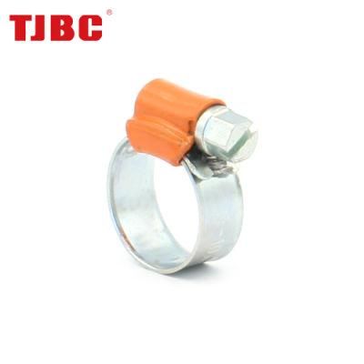 Non-Perforated Adjustable Worm Drive British Type Stainless Steel Hose Clamp with Color Head Tube Housing, Range 38-50mm