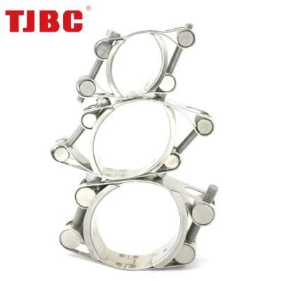 W4 Stainless Steel Adjustable Heavy Duty Hose Clip, Double Bolts and Double Bands Super Pipe Clamp for Automotive, 50-60mm