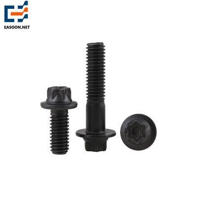 Custom Made Carbon Steel Grade 8.8 Black Oxided Torx Hexalobular Head Flange Bolt ASME/ANSI B18.2.1 Torx Head Bolt