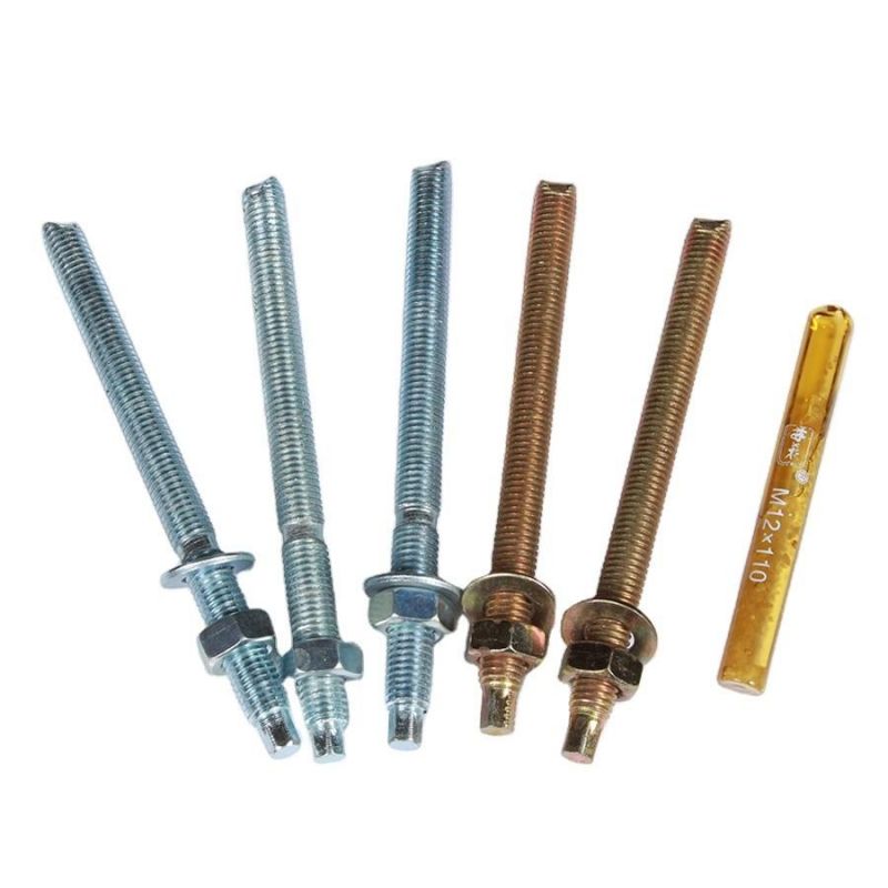 Chemical Anchor Bolt Carbon Steel Chemical Stud Anchor Bolt with Hex Nut and Washer