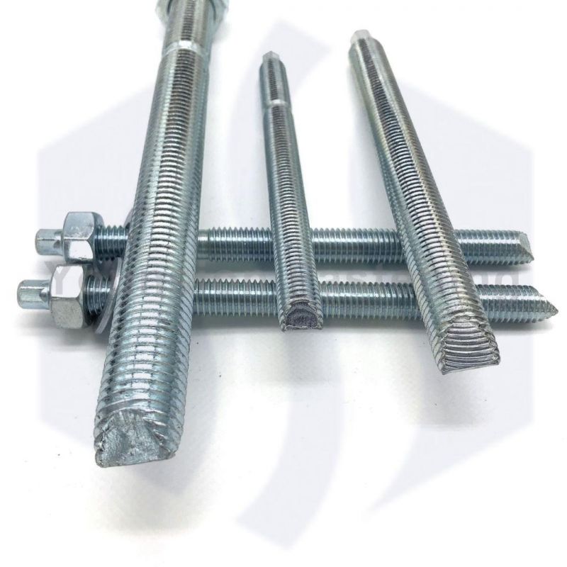 Chemical Stud Anchor Bolt with Hex Nut and Washer 5.8 Grade White Blue Zp