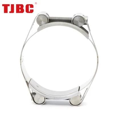 W1 Galvanized Iron Heavy Duty Hose Clip, Adjustable Double Bolts and Double Bands Super Pipe Clamp for Automotive, 45-55mm