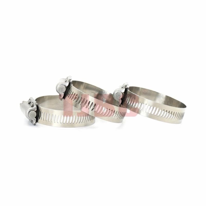 12.5mm Bandwidth Adjustable Perforated Heavy Duty 304ss Stainless Steel Worm Drive American Type Hose Clamp for Automotive, 65-89mm