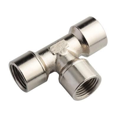 Xhnotion Pneumatic Air Fitting Nickel Plated Brass 1/8&prime;&prime; Thread Union Tee Connector