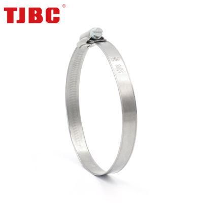 304 Stainless Steel Worm Drive Adjustable Non-Perforation British Type Rubber Hose Clamp with Welded Housing, 19-29mm