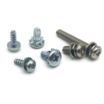 Ni Plated Galvanized Carbon Steel Hexagon Head Phillips Double Washer Combination Screws