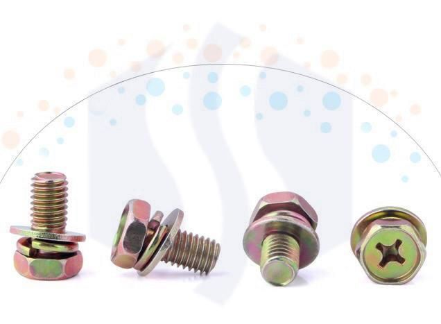 Cross Recessed Hex Head Combination Assembling Screw Assembly Screw with Washer and Spring Washer