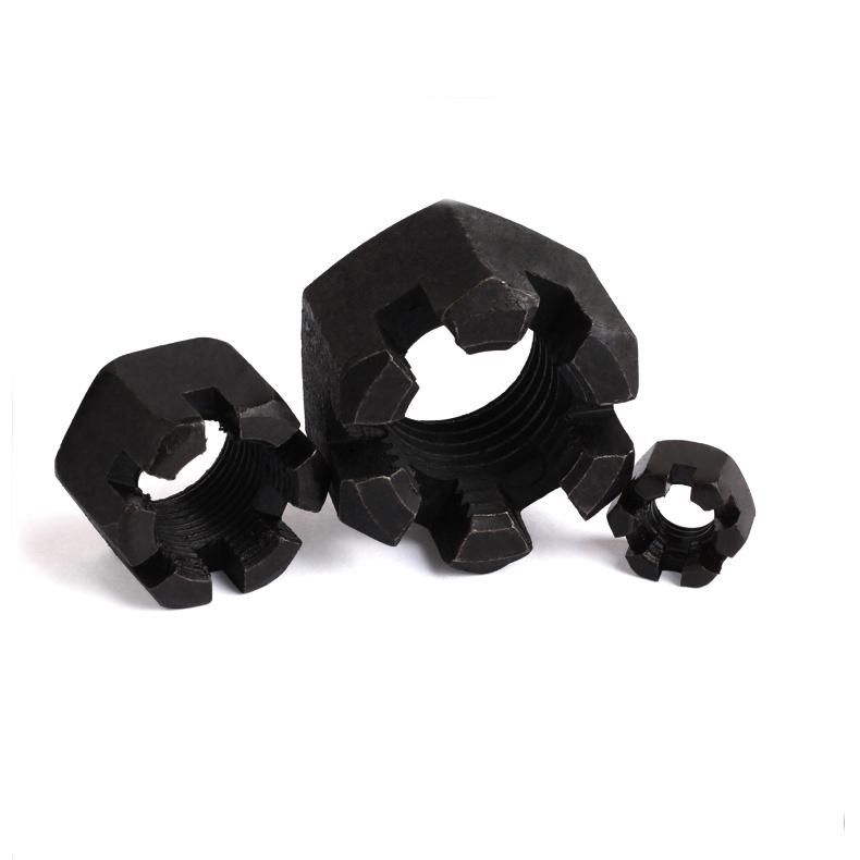12.9 Black Hexagonal Slotted Nuts