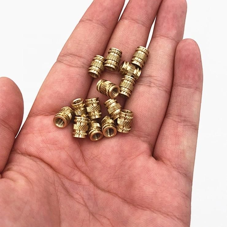 China Injection Molded M8 Brass Insert Through Thread Knurled Copper Inserts Nut