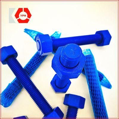 High Strength Carbon Steel Thread Rod Cheap Blue Zinc Plated with Two Nuts