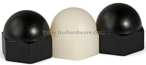 Black/White Domed Nylon Cap Nut Acorn Nut