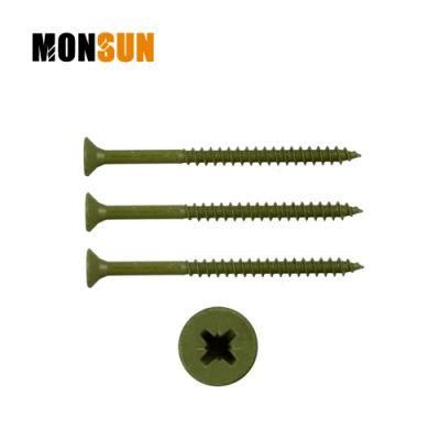 Green Coated Flat Head Treated External Fasteners Hardware Decking Screw Made in China