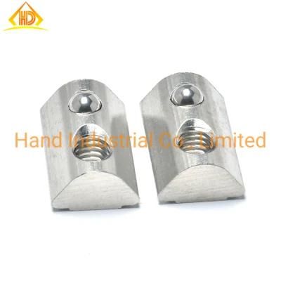 Stainless Steel 20 35 40 Series M5 M6 M8 T Nuts with Spring Loaded Ball for Aluminum Profile
