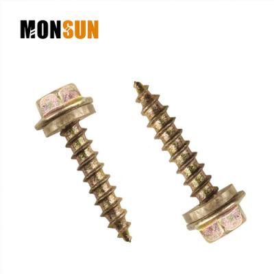 Zinc Steel Hex Flange Head Self Tapping Roofing Screw with Round Cut EPDM Washer