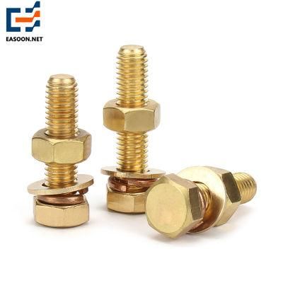 Hexagonal Bolt Brass C2700 Bolt with Plain Washer and Spring Washer