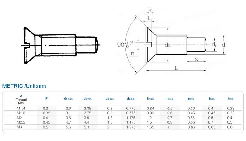 DIN925 Slotted Countersunk Head Screws with Full Dog Point