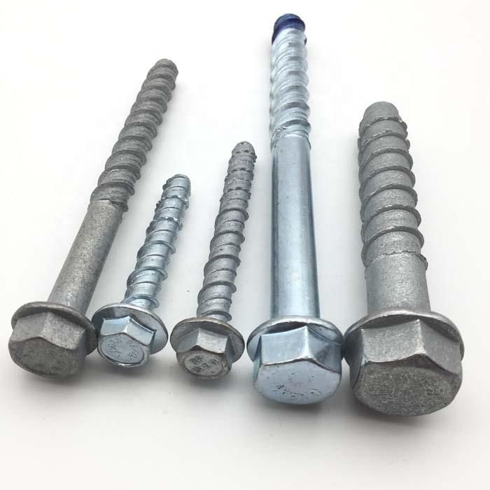 Zinc Plated Hex Flange Head Concrete Bolt Galvanized Hex Flange Masonry Concrete Bolt Anchor Self Tapping Screw High Quality Carbon Steel