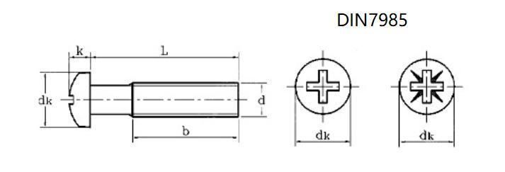 M6X50 Brass Fasteners Pan Head Cross Recess Drives Machine Screws DIN7985