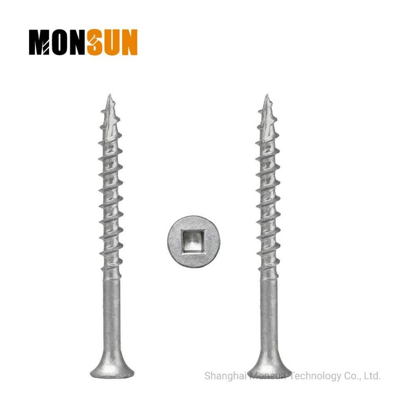Dacromet Silver Square Drive Bugle Head Cutting Point Wood Screw