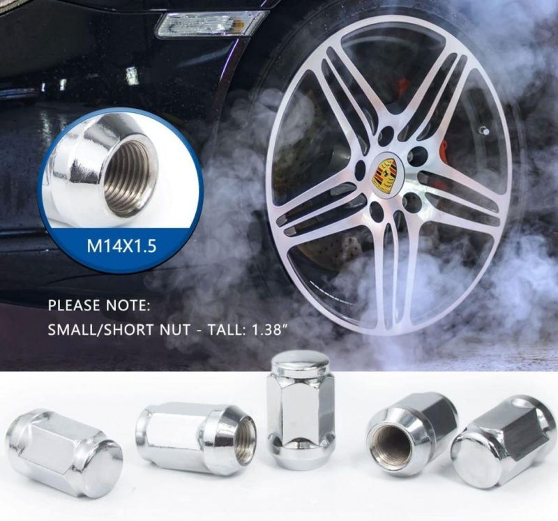 Chrome Bulge Acorn 3/4" 19mm Hex 1.38" Tall M14X1.5 Lug Nuts