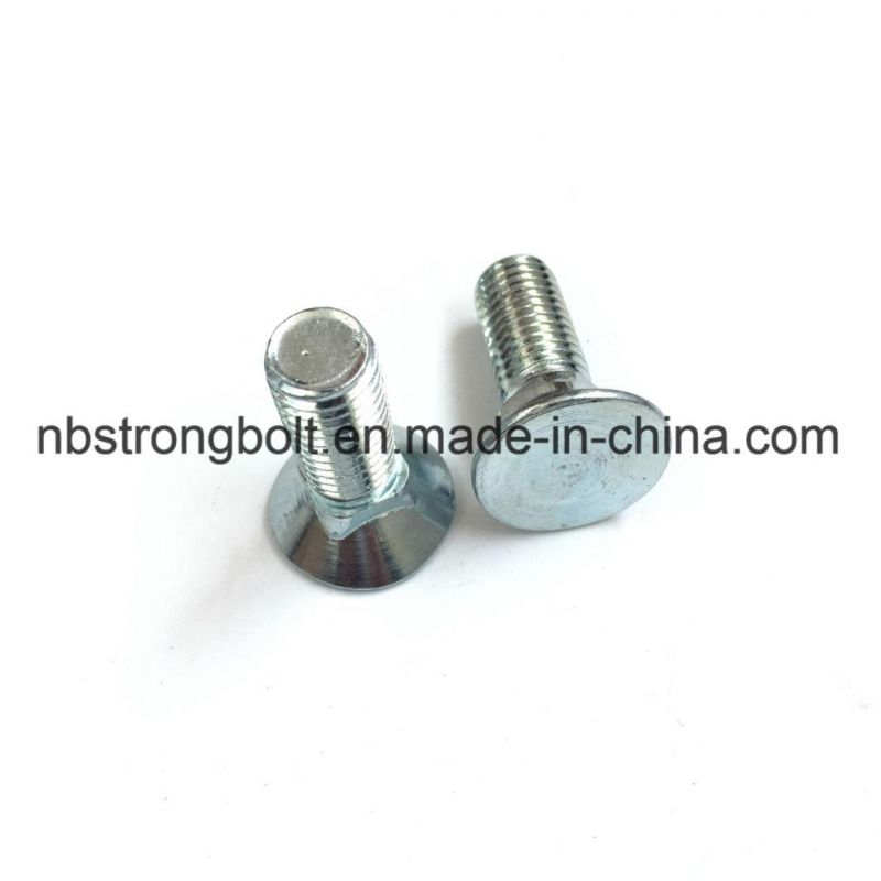 Flat Head Square Neck Screw with White Zinc Plated/Customized Flat Head Screw