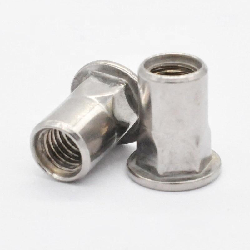 M4-M12 SS304 SS316 Flat Head Open End Semi Hex Body Rivet Nut
