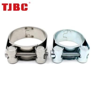 W4 304ss Stainless Steel Heavy Duty Single Bolt Unitary Hose Clamp with Double Layers Robust Bands for Exhaust Pipe, 115-120mm