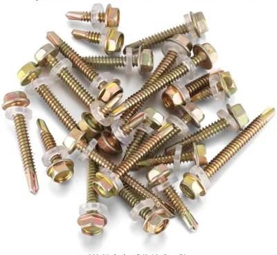 Yellow Zinc Hex Flange Head Self Drilling Screw