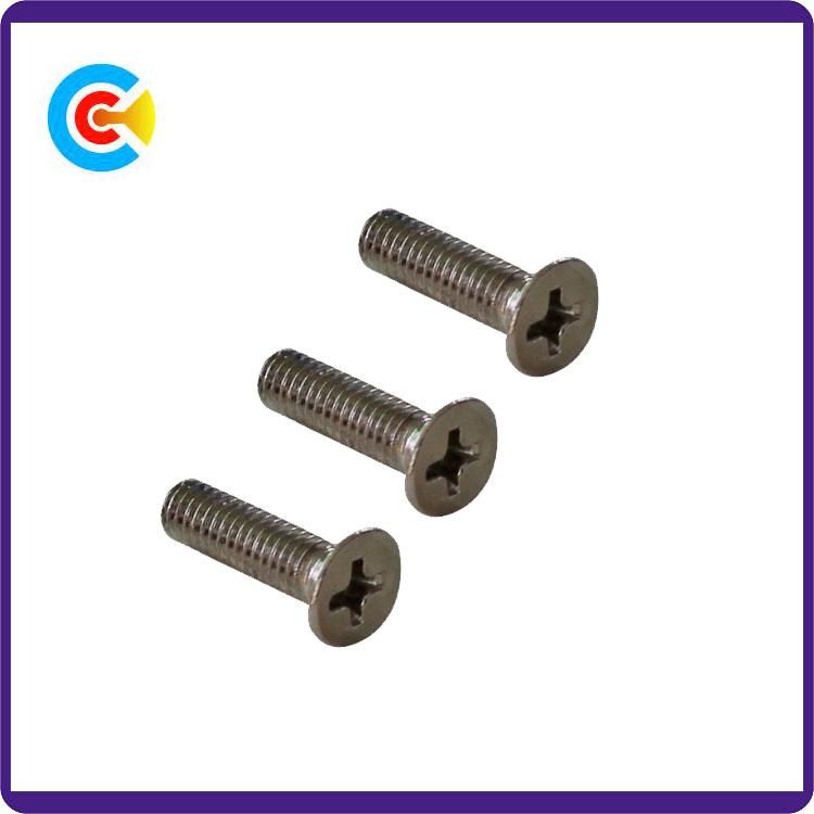 DIN/ANSI/BS/JIS Carbon-Steel/Stainless-Steel 4.8/8.8/10.9 Galvanized Cross Countersunk Head Screws for Building