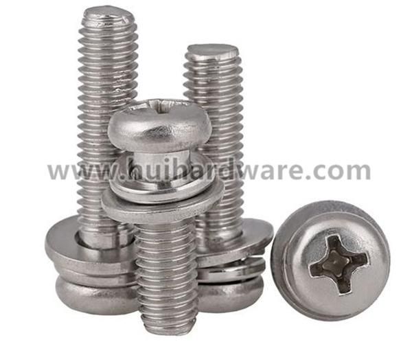 Stainless Steel Phillips Pan Head Combination Screw, Assembly Screw, Sem Screw